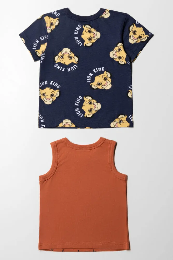 Lion King 2 Pack T-Shirts Navy & Rust