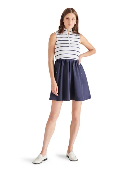 Lyon Dress in Navy Stripe