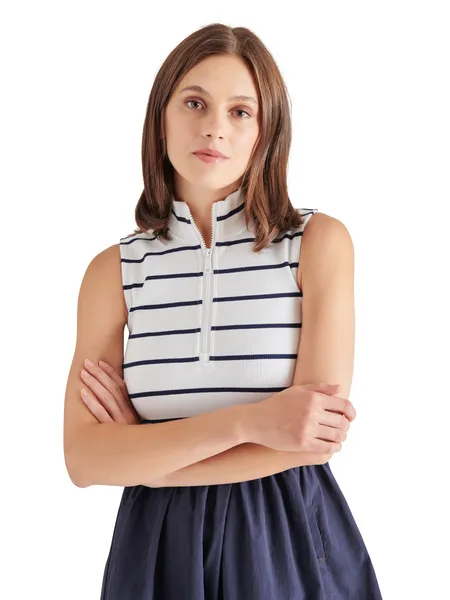 Lyon Dress in Navy Stripe