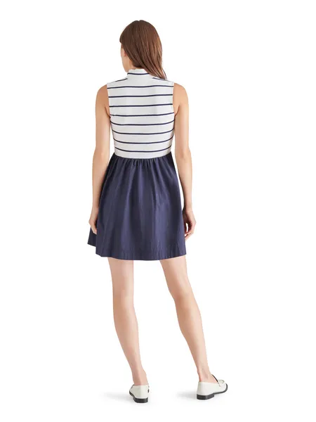 Lyon Dress in Navy Stripe