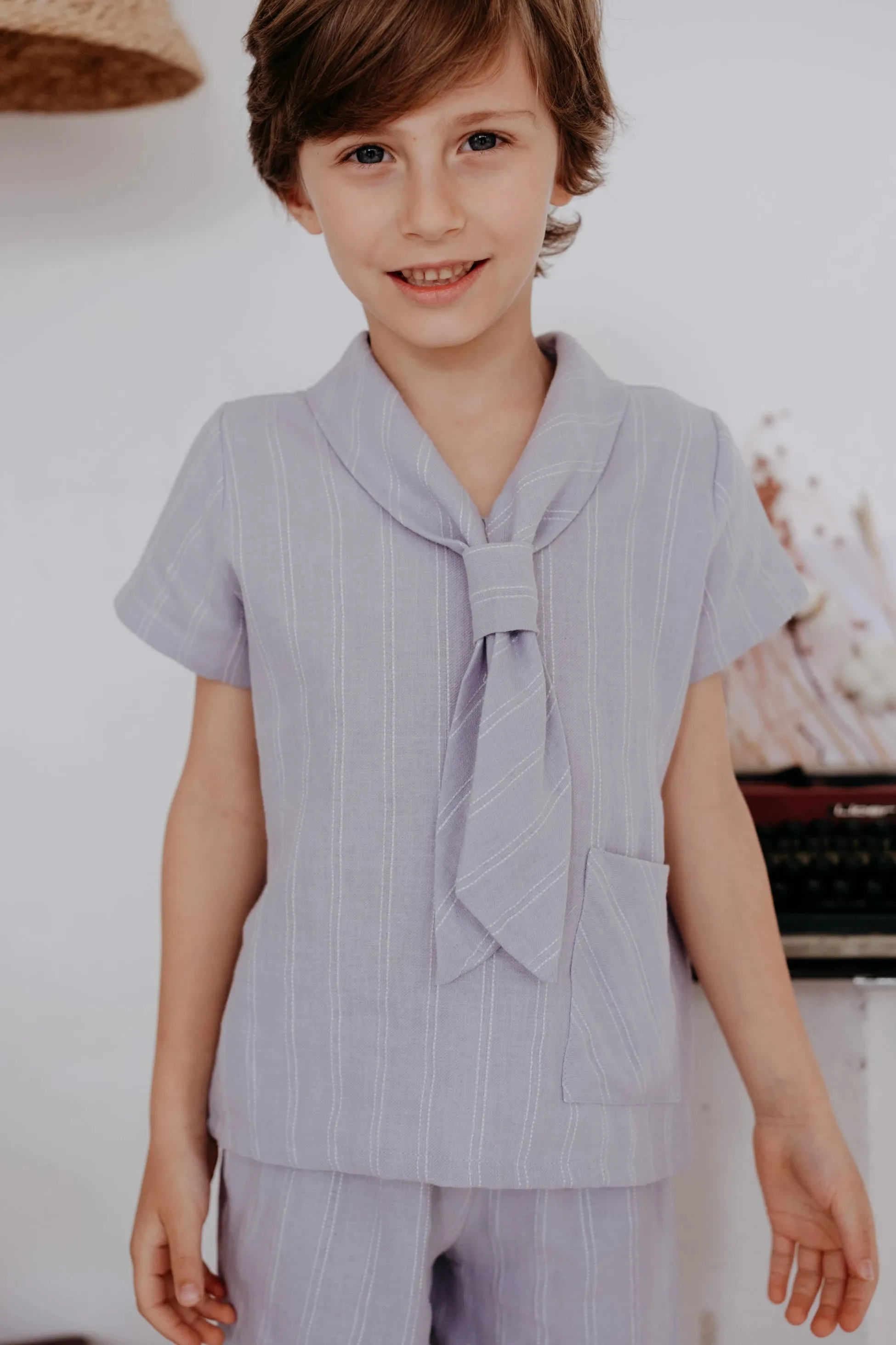 Mileou Striped Nautical Style Shirt and Shorts Set