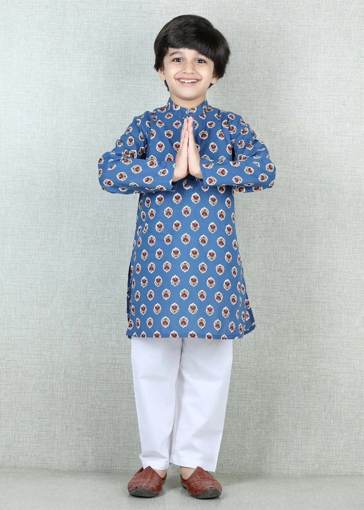 Navy Blue Cotton Kurta Boys (6 months - 12 Years)