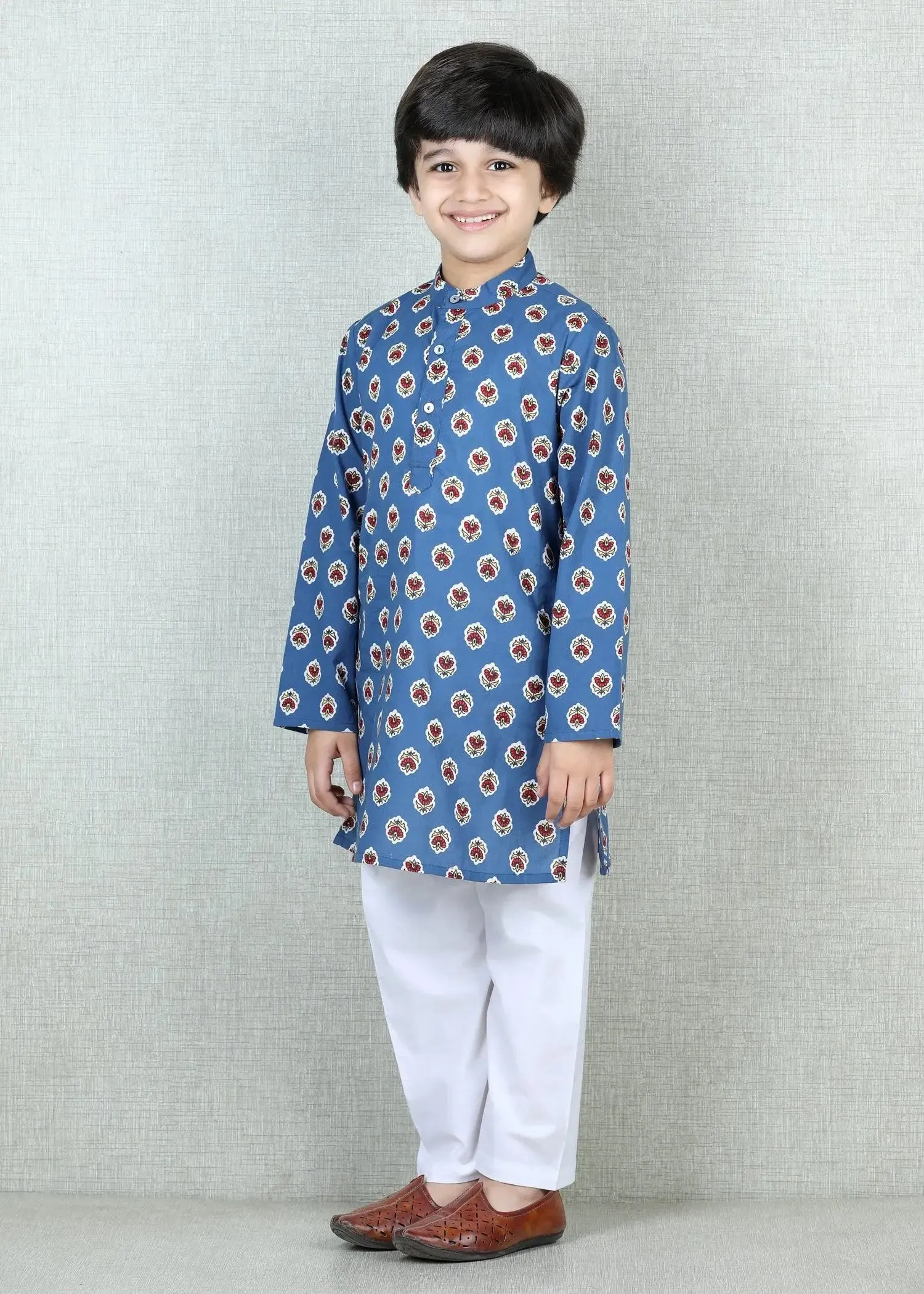 Navy Blue Cotton Kurta Boys (6 months - 12 Years)
