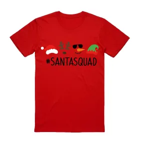 NNEDSZ 100% Cotton Christmas T-shirt Adult Unisex Tee Tops Funny Santa Party Custume, Santa Squad (Red), L