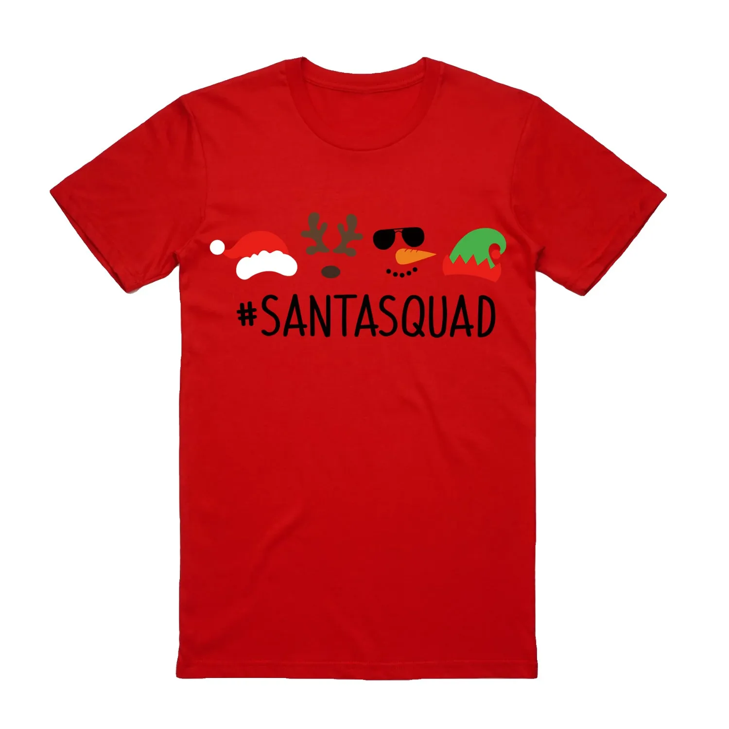 NNEDSZ 100% Cotton Christmas T-shirt Adult Unisex Tee Tops Funny Santa Party Custume, Santa Squad (Red), L