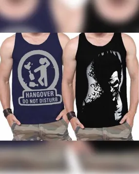 (Pack of 2) Men Printed Vest / Navy & Black