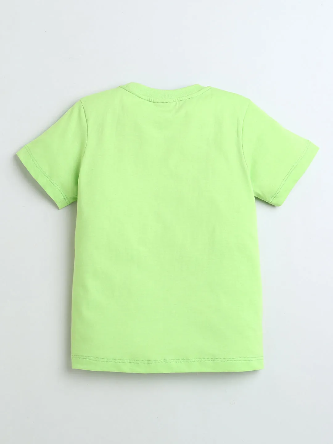 Pack of 2 White-Dino Score & Neon Green-Hello Print Cotton T-shirt