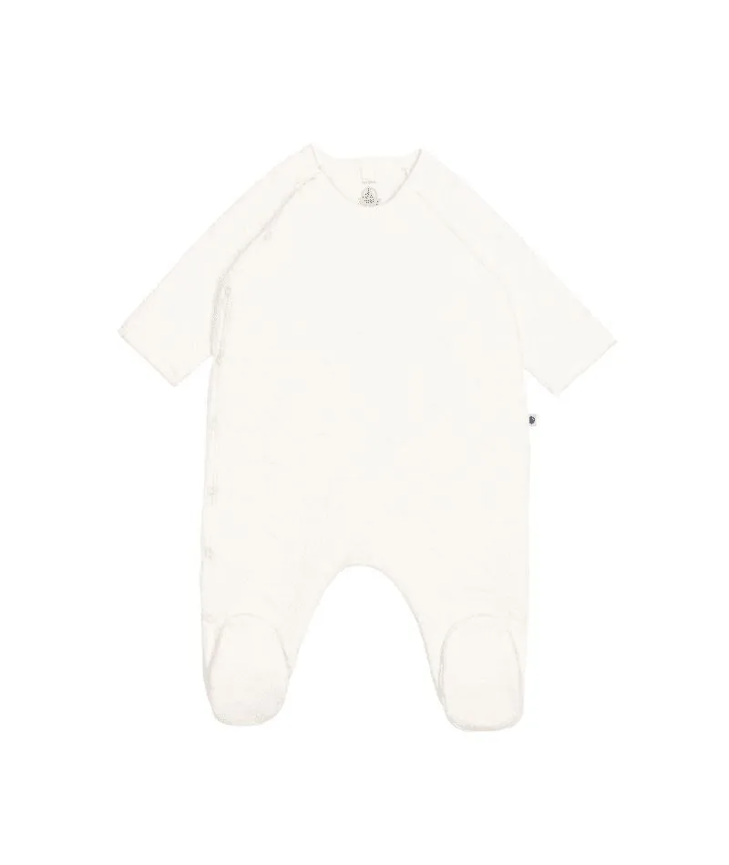 Petit Bateau Side Snap Embossed Hearts Footie