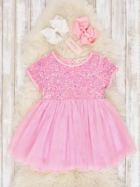 Pink Sparkly Tulle Swing Dress