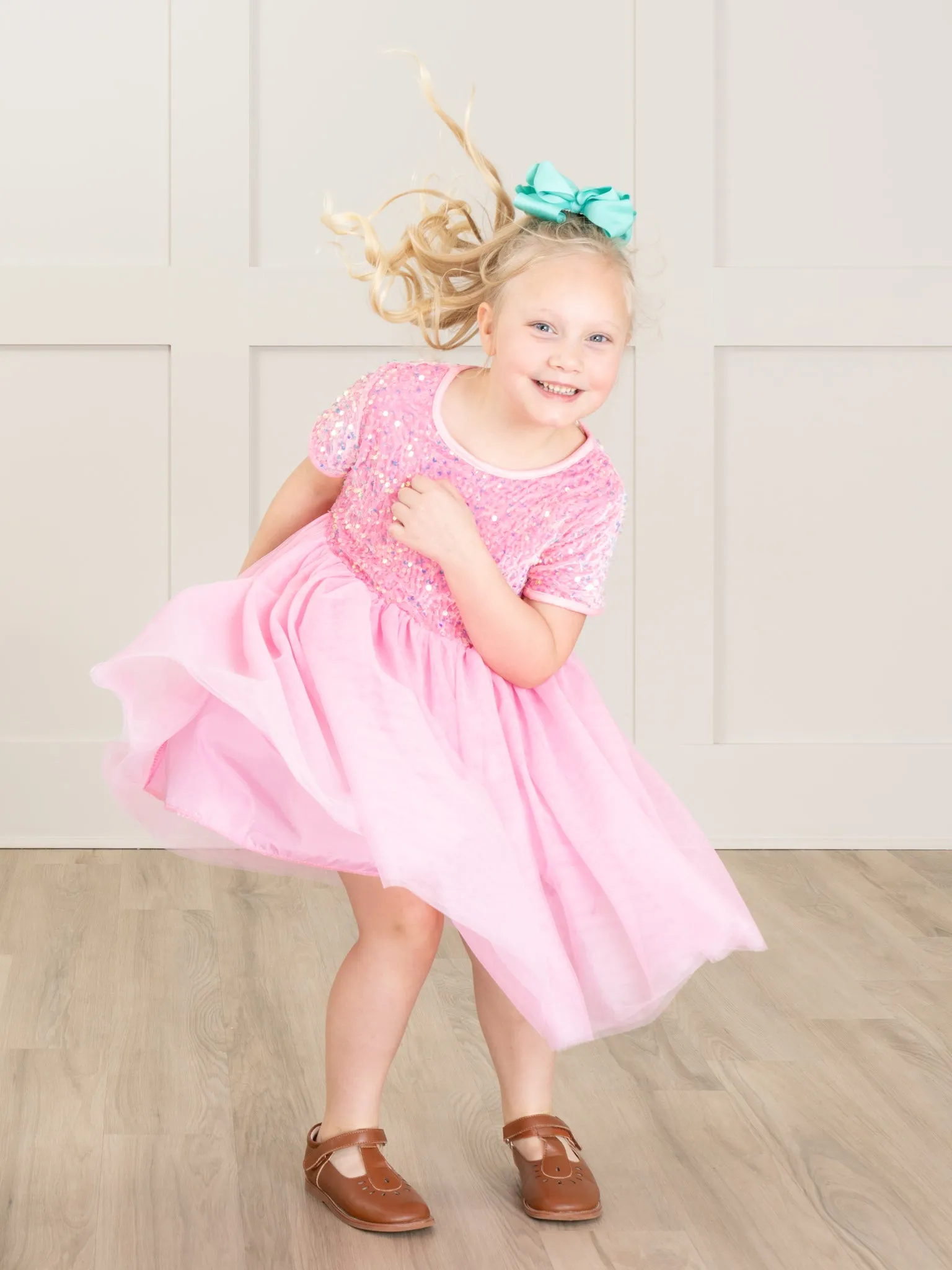 Pink Sparkly Tulle Swing Dress