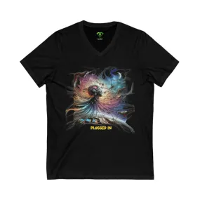 Plugged In, Unisex Jersey Short Sleeve V-Neck Tee