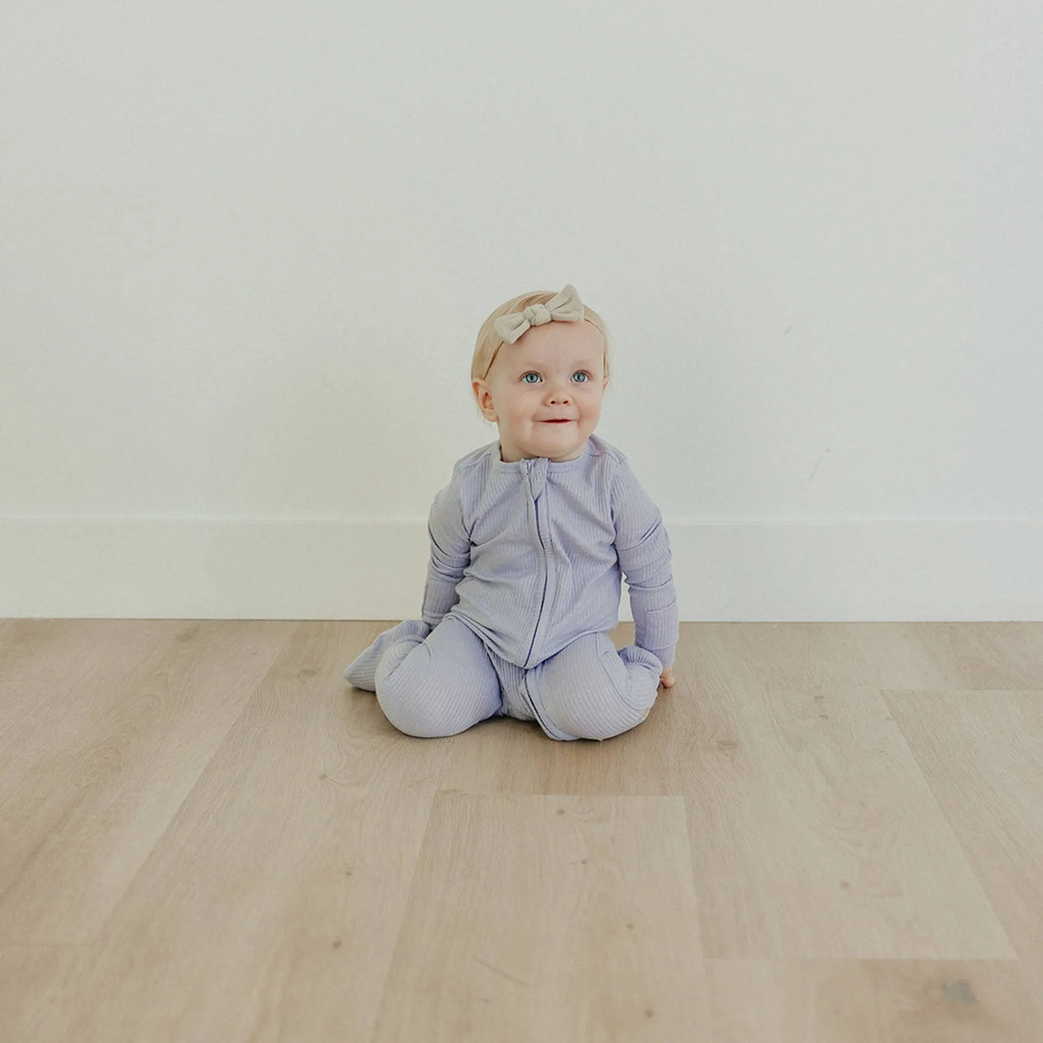 Rib Knit Zip-Up Footie Pajama - Periwinkle