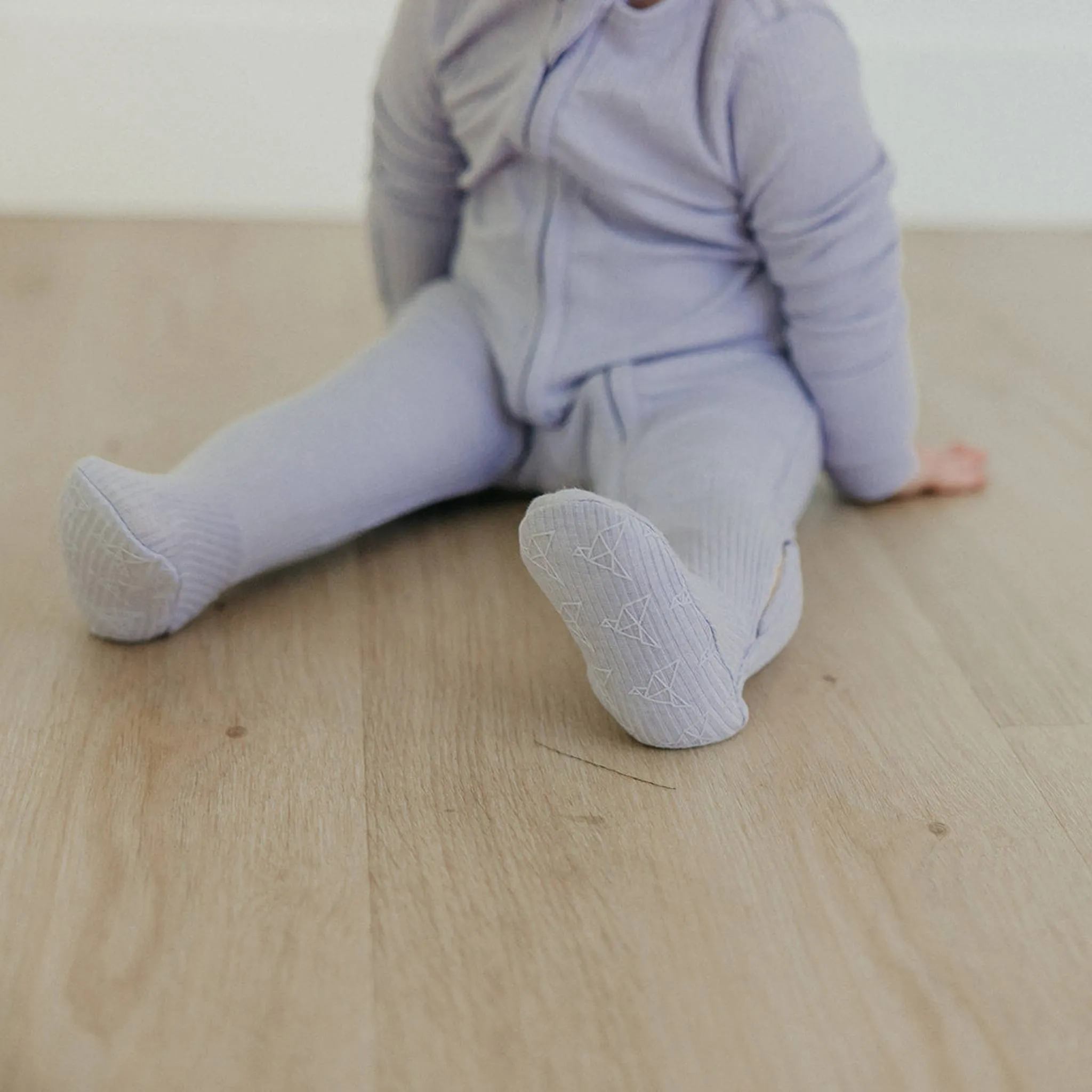 Rib Knit Zip-Up Footie Pajama - Periwinkle