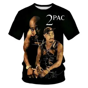 Rock Rapper 2pac T Shirts 3D Print Tupac Amaru Shakur Hip Hop Streetwear T-shirt Men Women Oversized Summer Casual Tee Pullovers