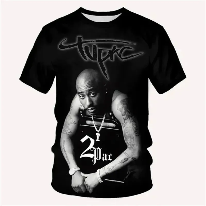 Rock Rapper 2pac T Shirts 3D Print Tupac Amaru Shakur Hip Hop Streetwear T-shirt Men Women Oversized Summer Casual Tee Pullovers