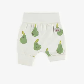Short évolutif ivoire avec des poires vertes en jersey, bébé || Ivory evolutive shorts with green pears in jersey, baby
