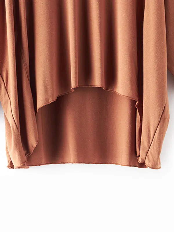 Simple Solid Color High-Low Asymmetric Modal Pajama Top
