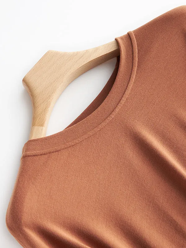 Simple Solid Color High-Low Asymmetric Modal Pajama Top