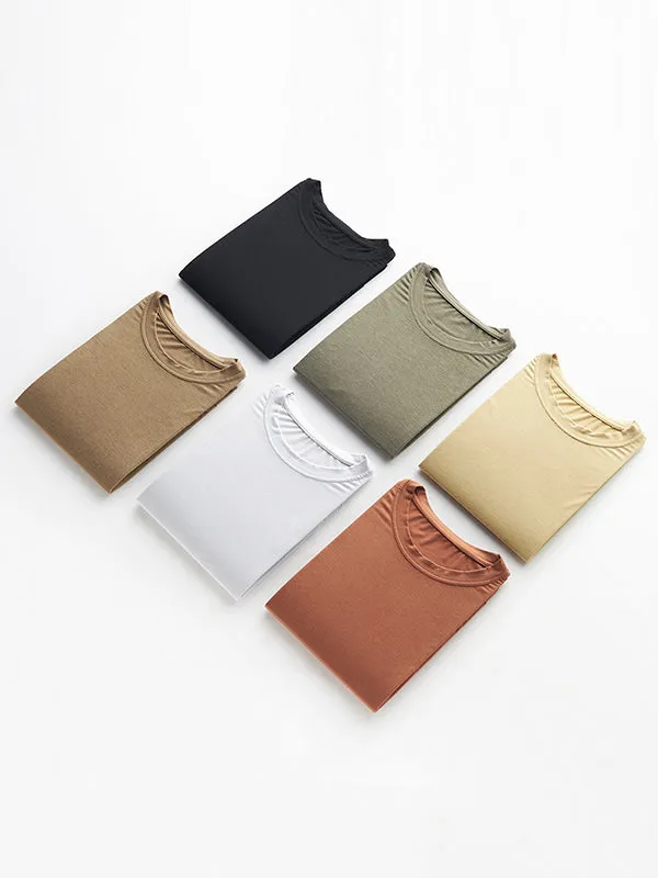 Simple Solid Color High-Low Asymmetric Modal Pajama Top
