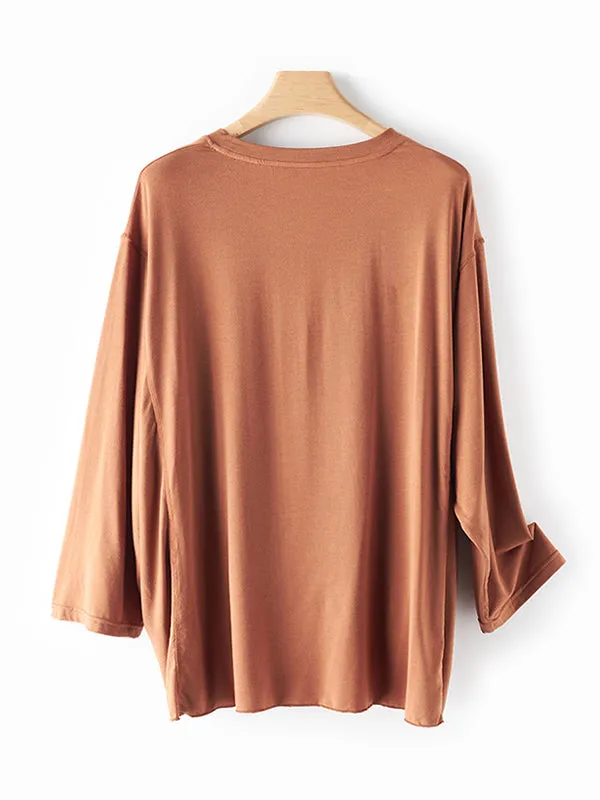 Simple Solid Color High-Low Asymmetric Modal Pajama Top