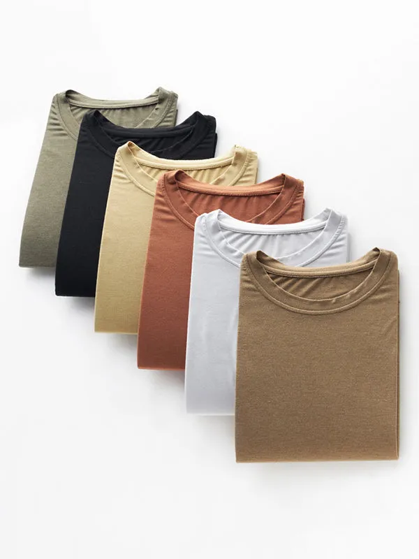 Simple Solid Color High-Low Asymmetric Modal Pajama Top