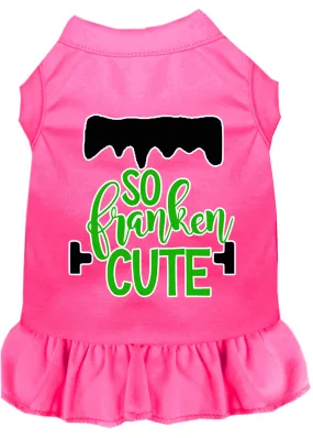 So Franken Cute Screen Print Dog Dress Bright Pink Med