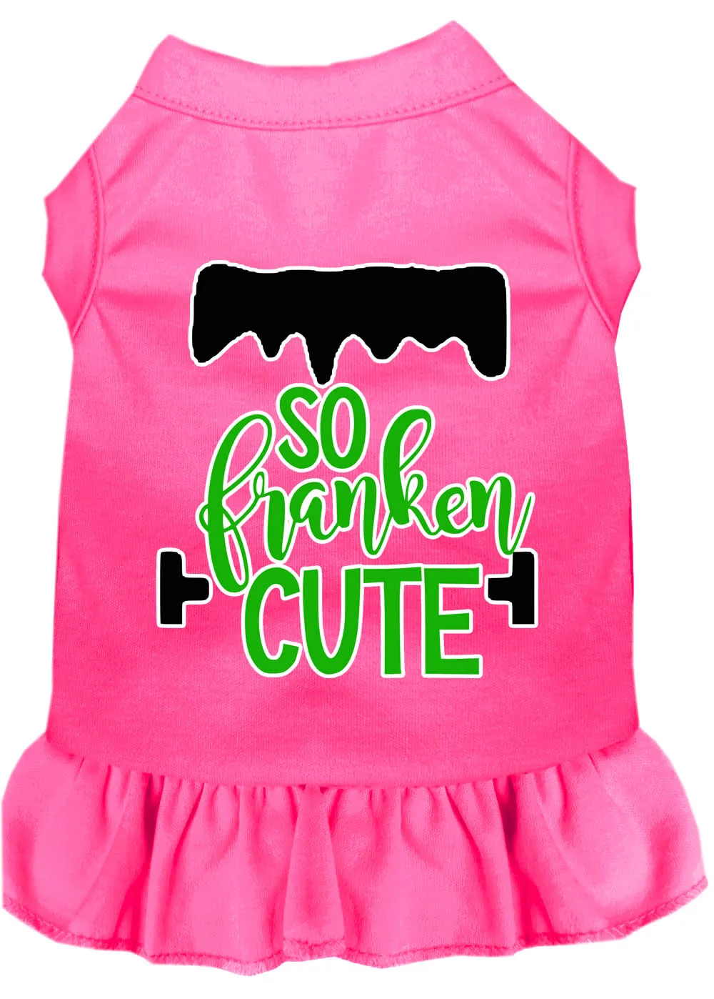So Franken Cute Screen Print Dog Dress Bright Pink Med