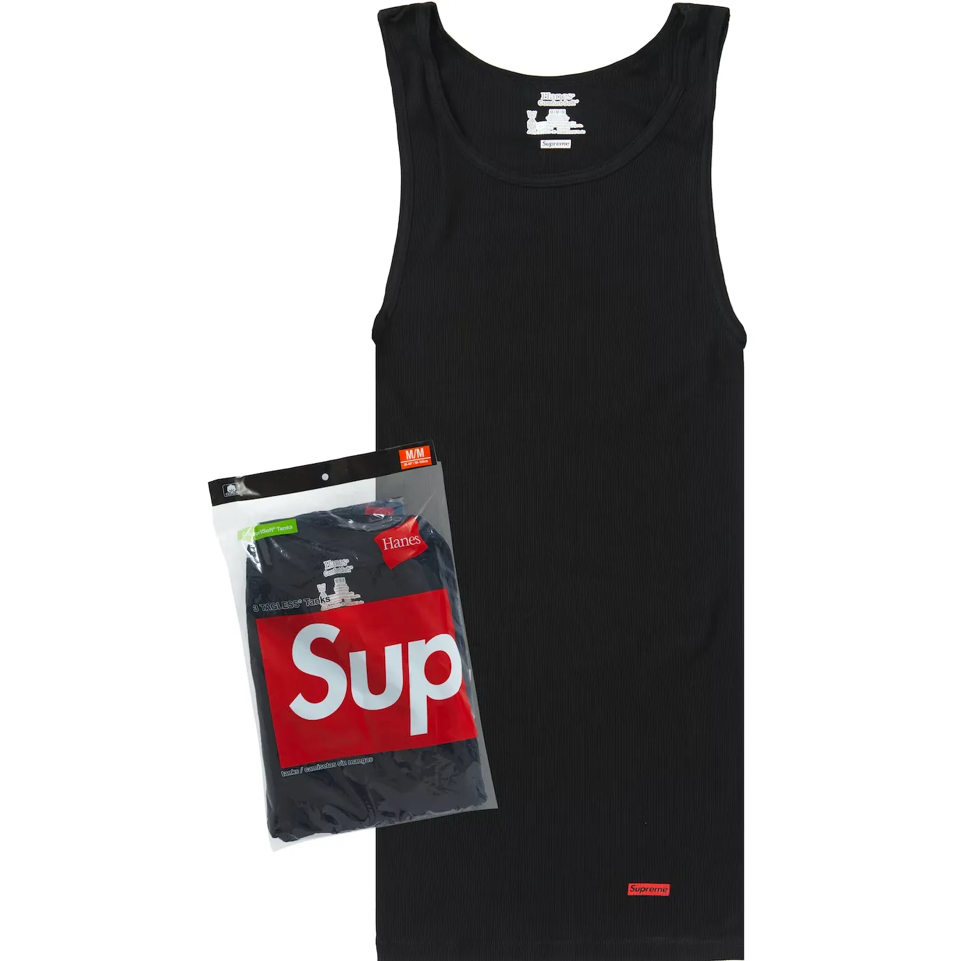 Supreme Hanes Tagless Black Tank Tops (3 Pack)