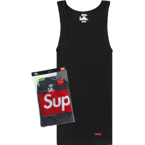 Supreme Hanes Tagless Black Tank Tops (3 Pack)