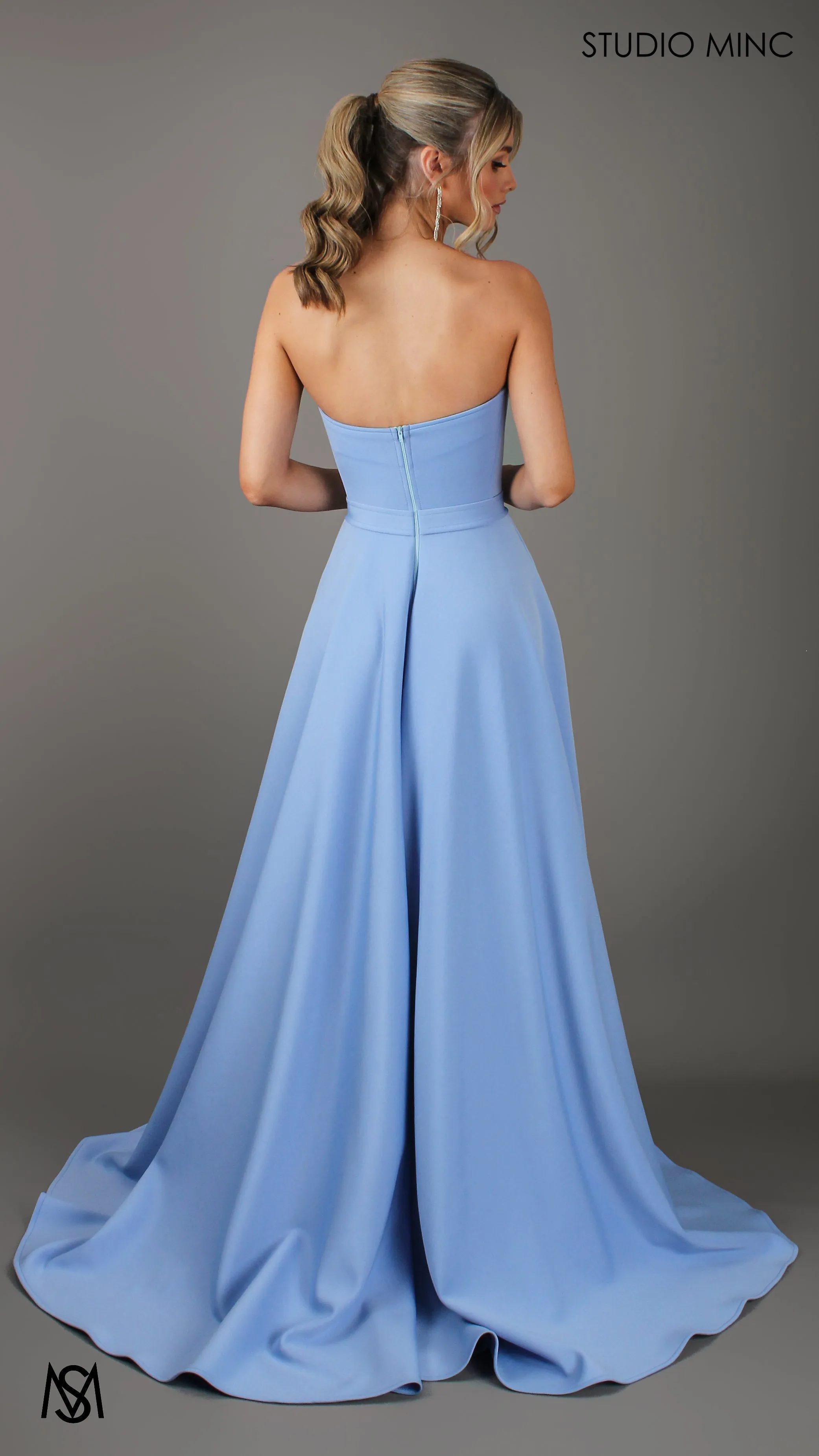 SWEETHEART - Baby Blue Strapless Formal dress with Corset & Full Circle Skirt