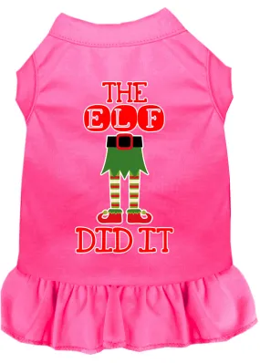 The Elf Did It Screen Print Dog Dress Bright Pink Xl