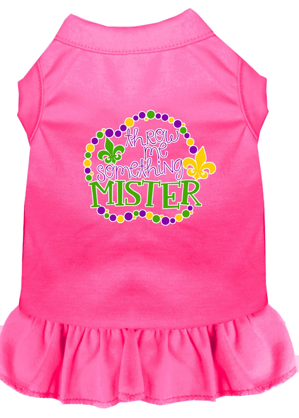 Throw Me Something Screen Print Mardi Gras Dog Dress Bright Pink Xxxl