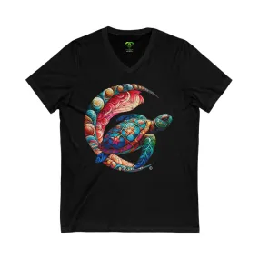 Turtle, Unisex Jersey Short Sleeve V-Neck Tee