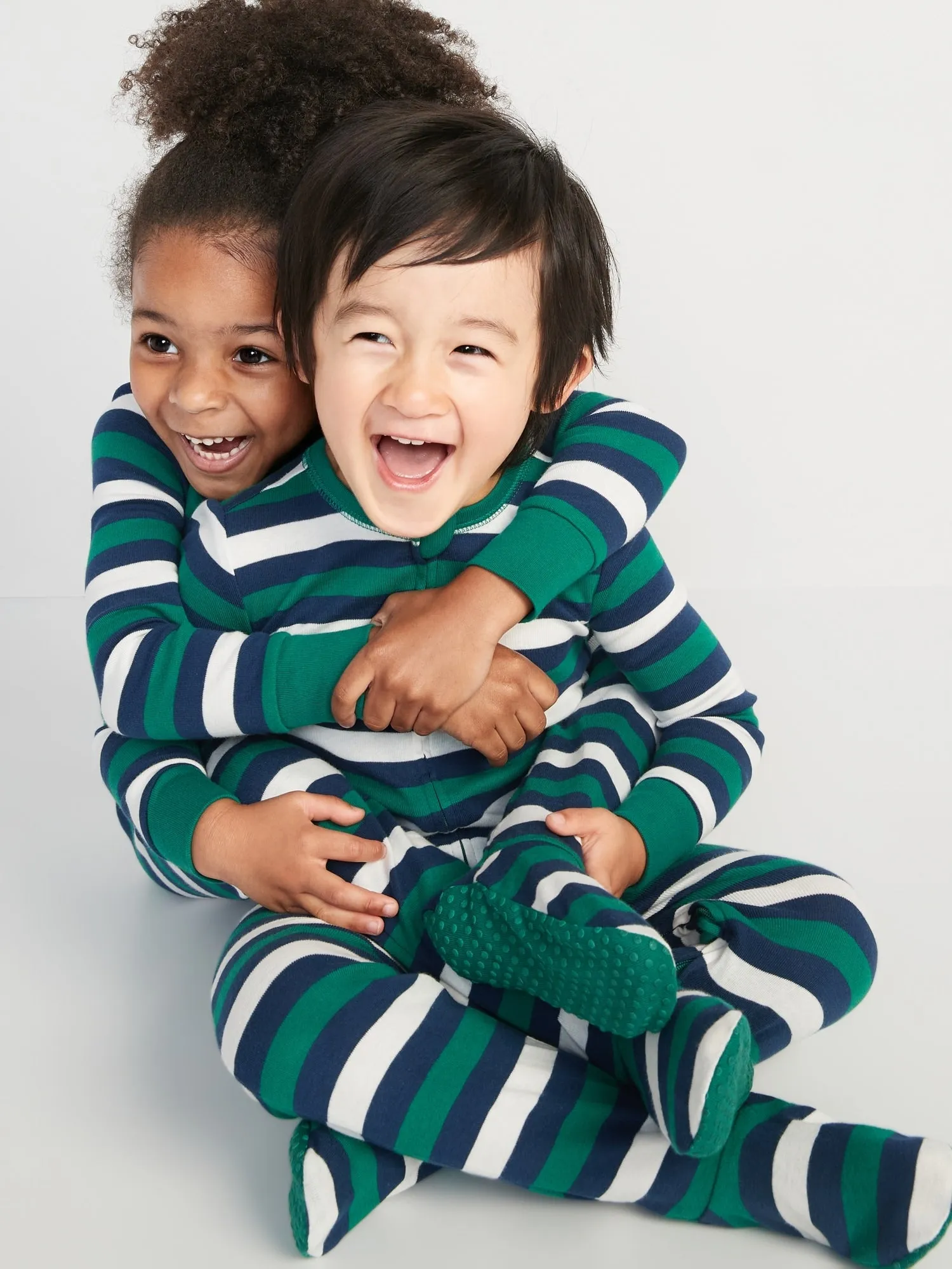Unisex Matching Stripe Snug-Fit One-Piece Pajamas for Toddler