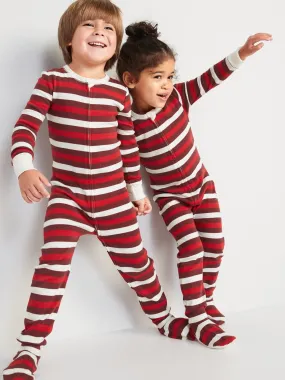 Unisex Matching Stripe Snug-Fit One-Piece Pajamas for Toddler
