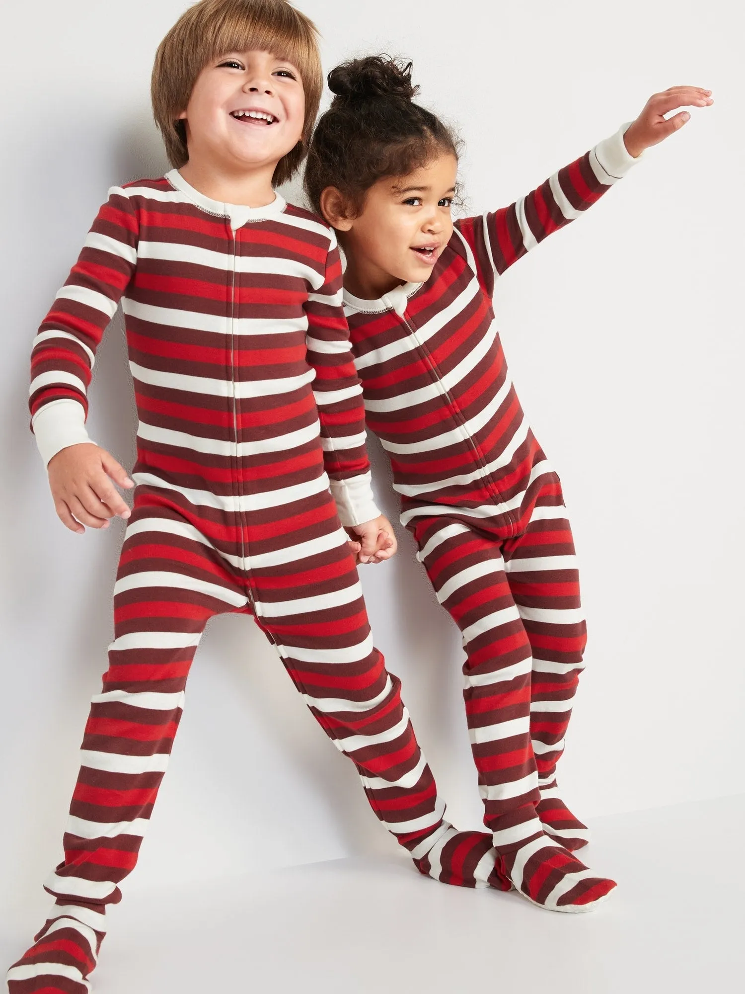 Unisex Matching Stripe Snug-Fit One-Piece Pajamas for Toddler