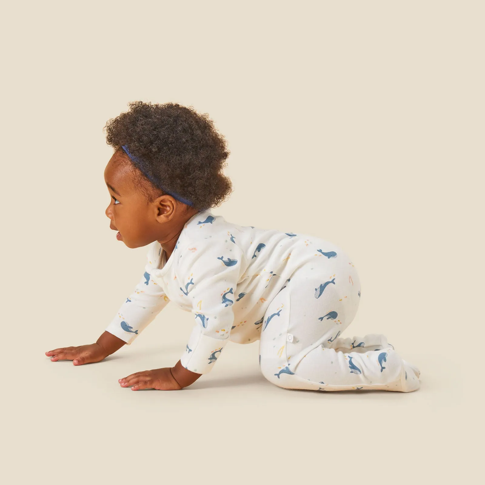 Whale Print Clever Zip Baby Pajamas