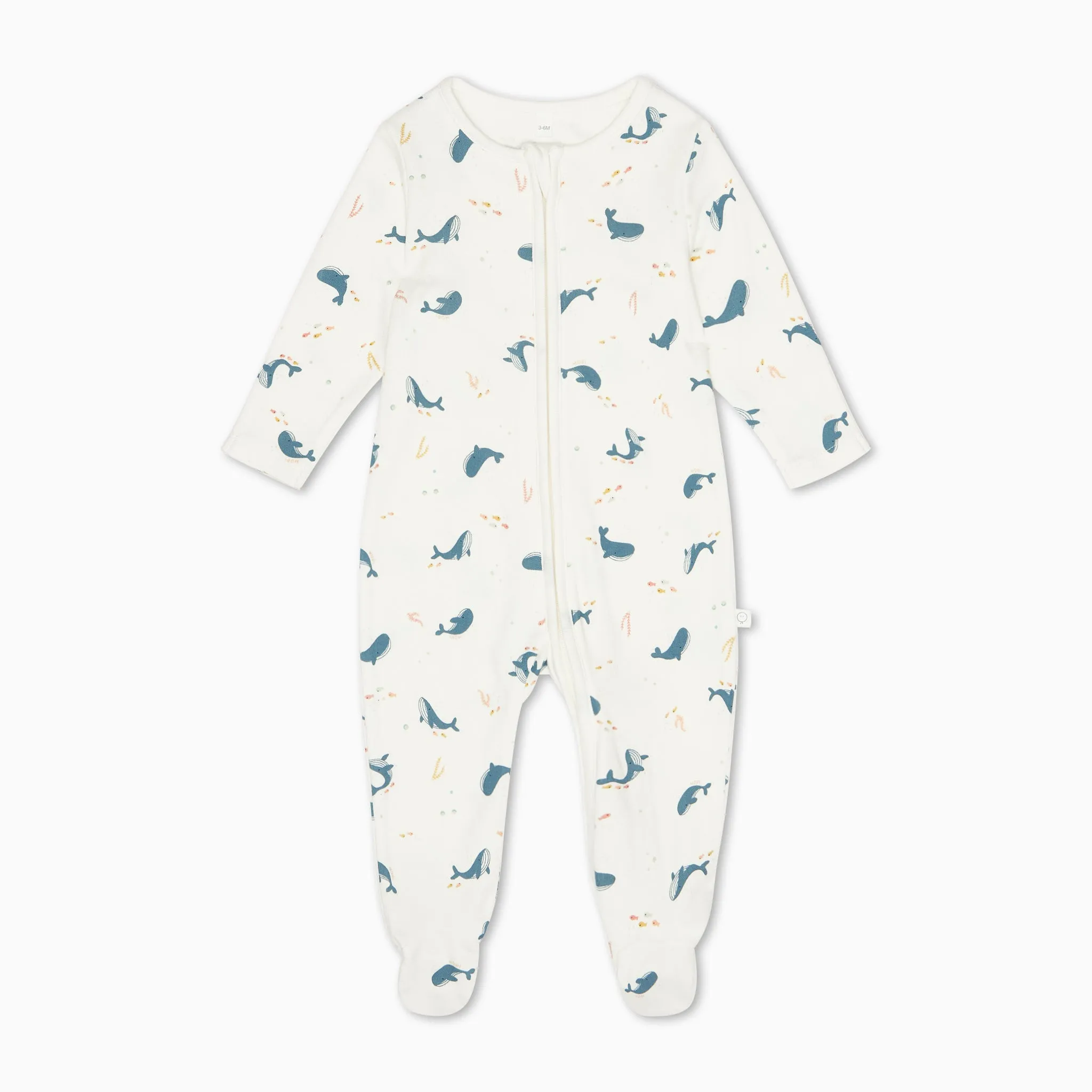 Whale Print Clever Zip Baby Pajamas