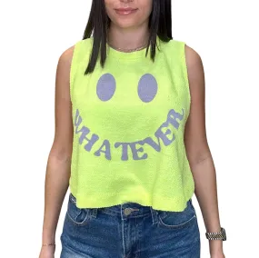 Whatever Graphic Cropped Terry Tank Top