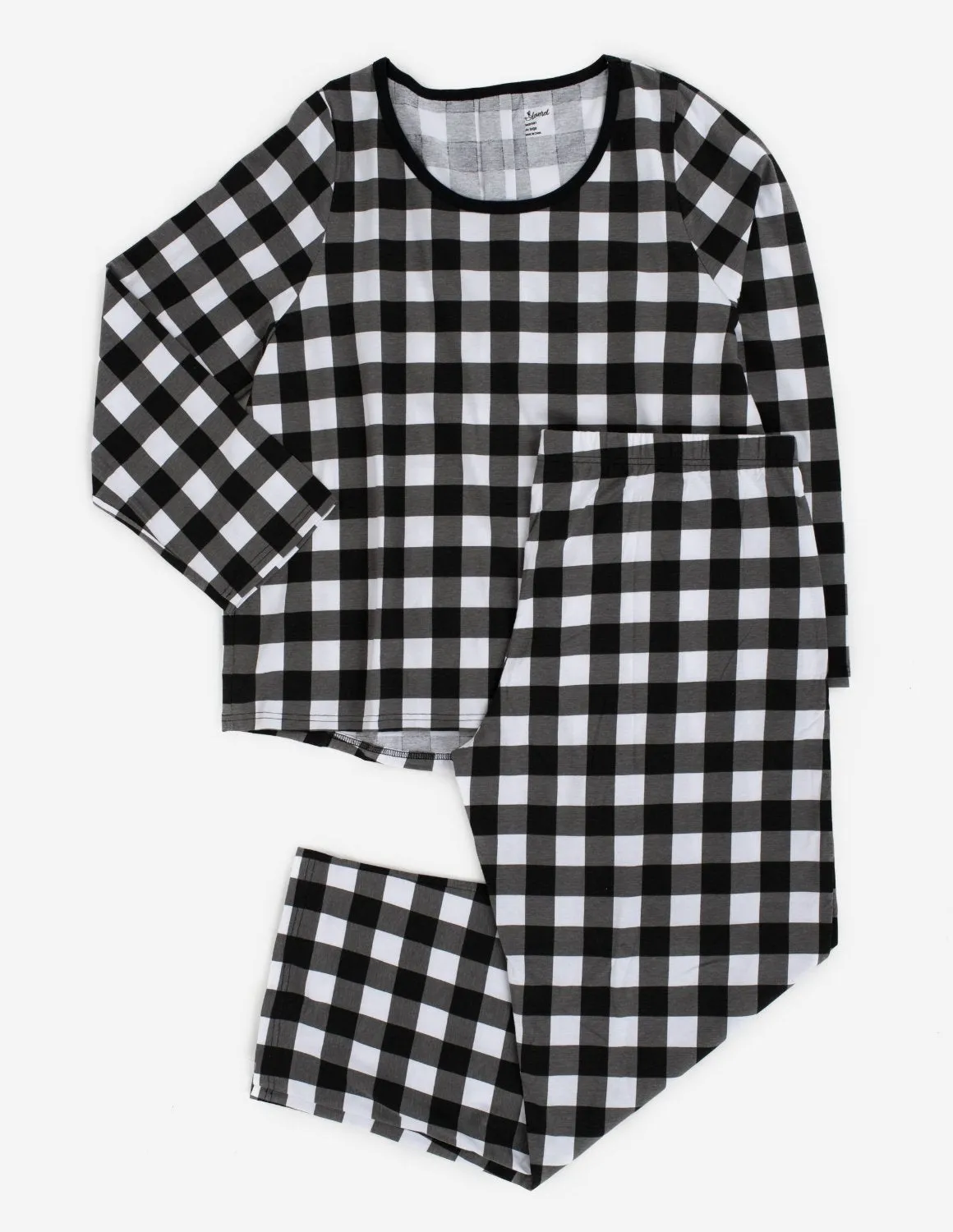 Women's Black & White Plaid Cotton Pajamas