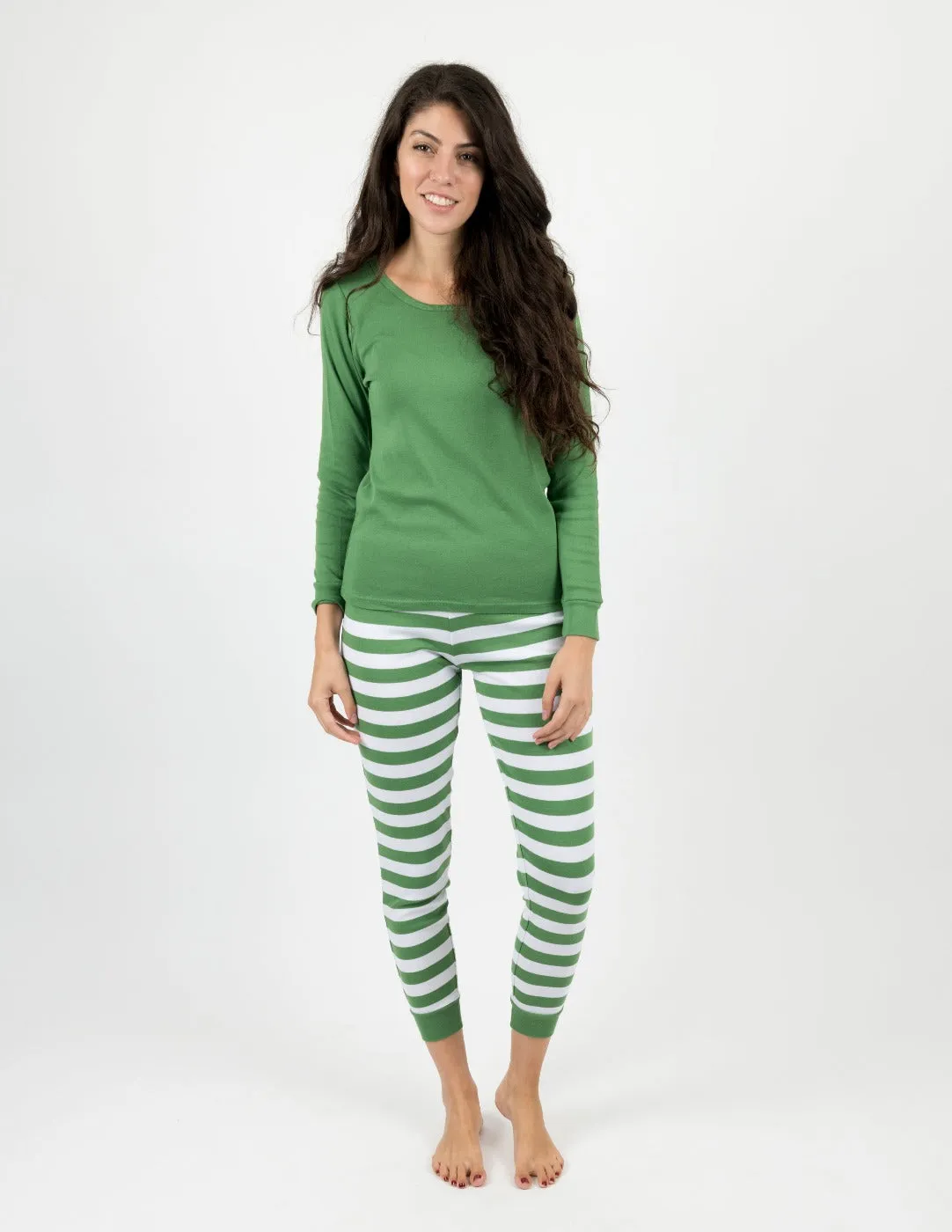 Women's Green Top & Stripes Pajamas