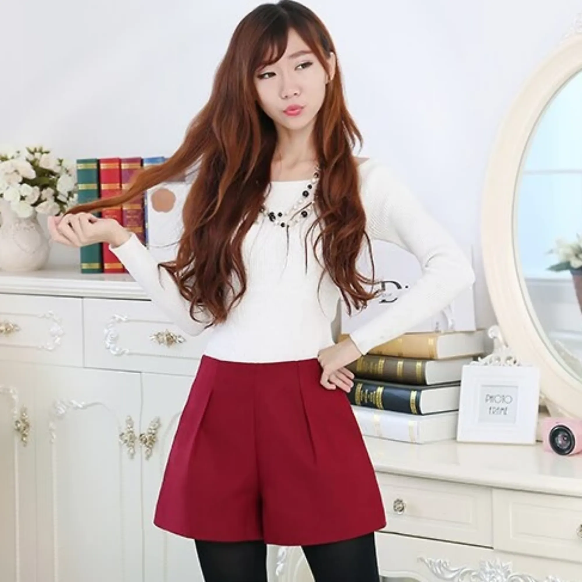 Women's Winter Casual Wool Loose Shorts With Pockets